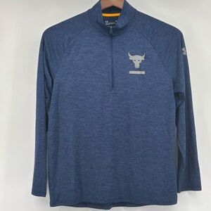 Under Armour Mens Heather Blue Project Rock Tech 1/2‎ Zip Pullover Shirt Size LG